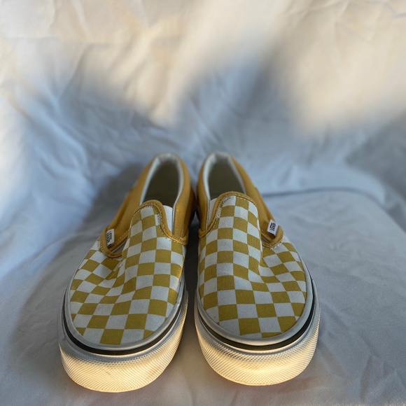 Yellow and White Checkered Vans - Picture 1 of 3